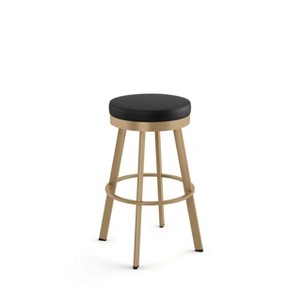 Amisco Swice Upholstered Counter Height Barstool Black/Gold: 26" Round Faux Leather, Steel Frame, 300 lbs Capacity - 1 of 4