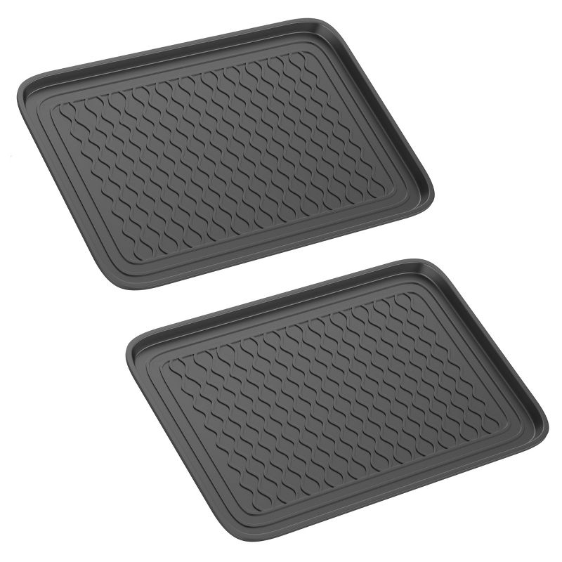 All Weather Boot Tray - Medium Water Resistant Plastic Utility Shoe Mat for Indoor and Outdoor Use in All Seasons by Stalwart (Set of Two, Dark Grey), 1 of 9