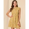 INSPIRE CHIC Women's Ruffle Sleeve Turndown Collar Pleated Floral Dress - 3 of 4