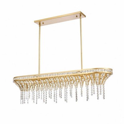 Champagne Gold K9 Crystal 4-Light Linear Chandelier