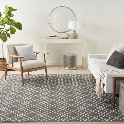 Charcoal Geometric Power-Loomed Synthetic Rug 8' x 10'