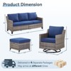Buenhomino 6 Pieces Patio Furniture Set with Swivel Chairs, High Back Wicker Rattan Sofa with Thick Cushion and Ottoman, Outdoor Conversation Set - 3 of 4