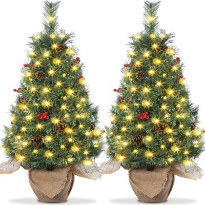 3ft Prelit Artificial Christmas Tree with Lights, Xmas Tree with  Pre-lit