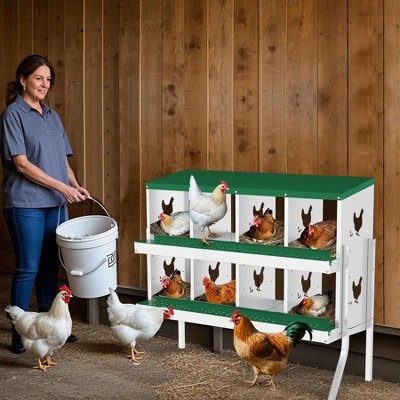 Nesting Boxes for Chickens, Metal Roll Out Laying Nest Box with Perch, Secure Lid Wall Mount or Free Standing