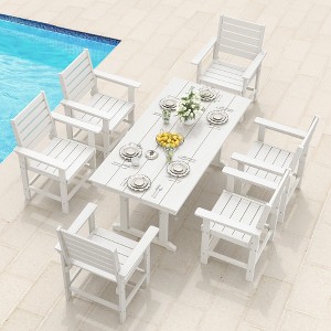 Arceso Outdoor Dining Set with Umbrella Hole, HDPS Patio Furniture - 1 of 4