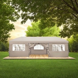 Maggift Canopies and Gazebos, Instant Setup Shade for Camping, Parties or Outdoor Events, Easy to Set Up and Take Down, Beige, 344.4"*116.4"*111.6" - 1 of 4
