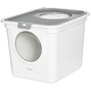 PawHut Covered Cat Litter Box, Kitty Litter Box with Front Entrance, Top Exit, Scoop, Easy Cleaning Cat Toilet for Odor Control, White - 4 of 4