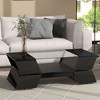 NicBex 2-Tier Rectangular Tempered Glass Coffee Table with Open Shelves and Cabinets for Living Room - 2 of 4