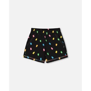 Deux par Deux Girl Printed Short Black and Multicolored Gummies - 1 of 4