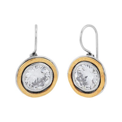 Silpada 'Shimmer Duo'  Sterling Silver with 14K Yellow Gold Plating Cubic Zirconia Drop Earrings