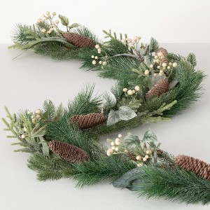 6'L Sullivans Berry And Pinecone Garland, Green Christmas Garland - 1 of 2