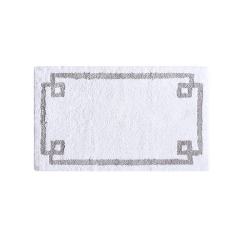 24"x40" Geometric Cotton Tufted Bath Rug White: Madison Park, Machine ...