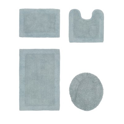 Edge Bath Rug 100% Premium Cotton Ultra-Soft Water Absorbent Tufted Solid Reversible 4 Piece Bathroom Rug Set for Machine Washable Bathmat