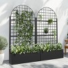 Wooakway 72"H Arch Metal Planter Box with Trellis Raised Garden Bed with Arbor Privacy Screen with Wheels - 2 of 4