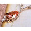 Anna-Kaci Women's Floral Statement Necklace and Earring Set with Amber Crystal Accents, Adjustable Chain, Elegant and Bold Design - Flower - 2 of 4