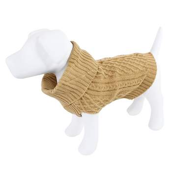 Luvable Friends Dogs and Cats Cableknit Pet Sweater, Camel