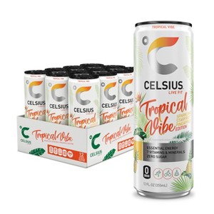 Celsius Sparkling Tropical Vibe, Functional Essential Energy Drink 12 Fl Oz (Pack Of 12) - 1 of 4