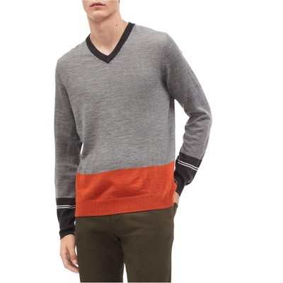 Calvin Klein Mens Colorblocked V-Neck Pullover Sweater