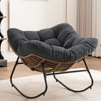 Kumasinova Ultra Plush Chenille Upholstered Rocking Chair,Versatile Accent Glider&Patio Egg Chair for Living Room,Porch,350lbs Max