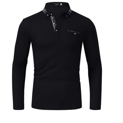 Men's Polo Shirts Long Sleeve Golf Shirts Business Casual Button Collar Shirts