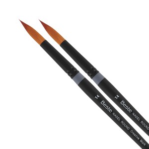 Creative Mark Beste Golden Taklon Round #14 - 2 Pack Artist Brush, Professional Watercolor Brushes, For Acrylic Painting, Short Handle, Sharp Edges, - 1 of 4