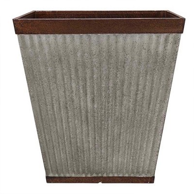Southern Patio HDR-046851 16 Inch Square Rustic Resin Indoor Outdoor Garden Planter Urn Pot for Flowers, Herbs, and Flowers