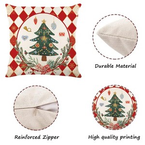 Merry Christmas Joy Xmas Trees Red Throw Pillow Covers, 18 x 18 Inch - 1 of 2