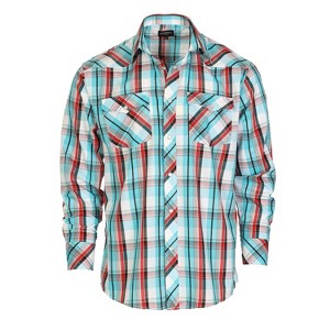 Gioberti Men's Western Plaid Long Sleeve Shirt with Pearl Snap-on - 1 of 2