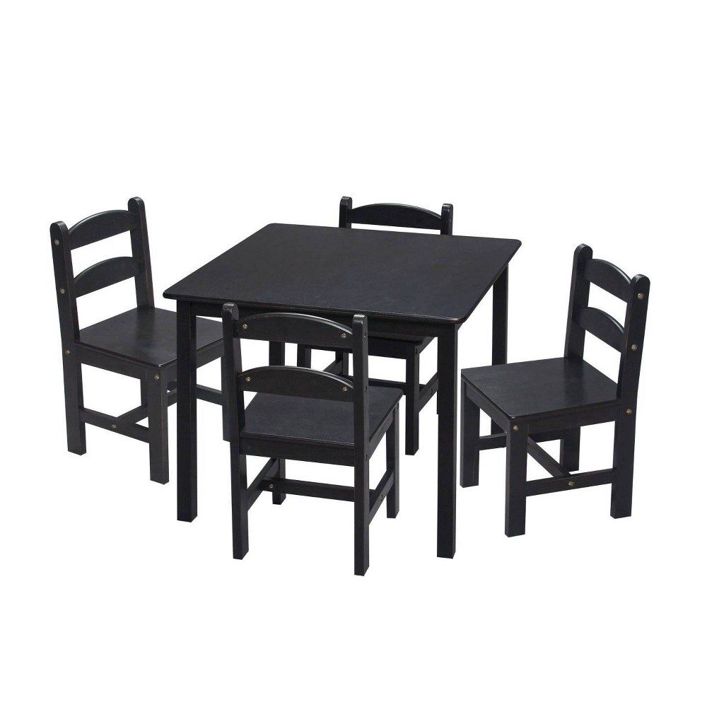 5pc Kids' Square Table and Chair Set Espresso - Gift Mark: Toddler Table, Wood Composite, 3 Years+, 75lb Capacity