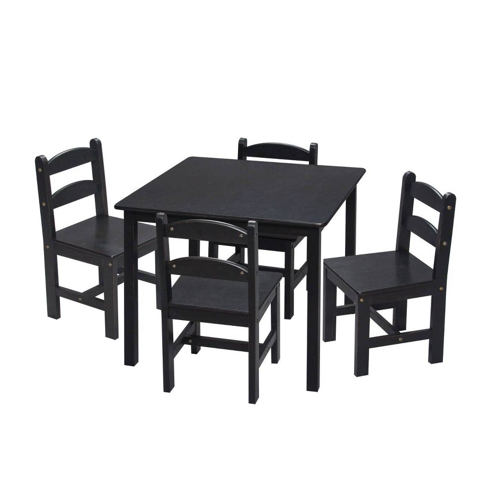 Photos - Garden Furniture 5pc Kids' Square Table and Chair Set Espresso - Gift Mark