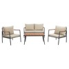 4-Piece Cushioned Backrest Conversation Set, Beige –Teamson Home: Streamlined Steel Frame & Wood Armrests - 4 of 4