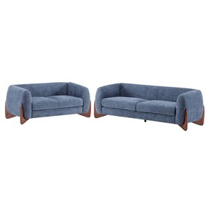 Christopher Knight Home Lucy Modern Upholstered 3 Seater and 2 Seater Combined Sofa Set Blue - 1 of 4