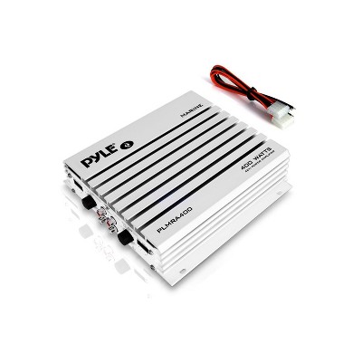 Pyle PLMRA400 Elite Series 400 Watt 4 Channel Waterproof Marine Boat Audio Sound System Amplifier with Dual MOSFET Supply, & Gain Level Control, White