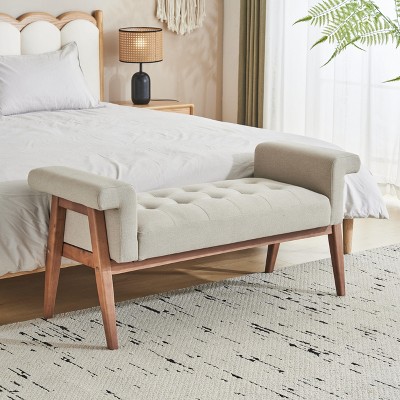 PAGED 39 Inch Storage Ottoman Bench Modern Fabric Bench with Flower Pattern, End of Bed Footrest for Living Room, Bedroom, Entryway