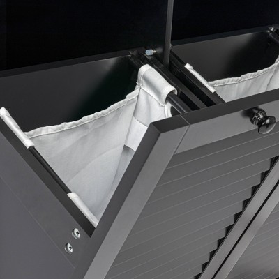 Black Tilt-Out Cabinet Laundry Sorter with Shutter Front