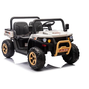 Jojoka 24V Ride On Dump Truck for Kids, 2 Seater 4WD Battery Powered UTV w/ Remote Control,Bluetooth,Music,Shovel, Headlights - 1 of 4