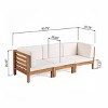 GDFStudio Cascada 90" Outdoor Acacia Wood 3 Seater Sofa with Cushions - 3 of 4