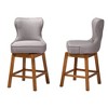 2pc Gradisca Wood Swivel  Counter Height Barstool Set Gray/Walnut Brown - Baxton Studio: Upholstered, Button Tufted, Nailhead Trim - 4 of 4
