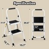 TopComfy 2 Step Stool Folding Ladder with Anti Slip Wide Pedals Handrails Portable Heavy Duty for Home Kitchen Office, White, 15.74"*2.75"*35.23" - 3 of 4