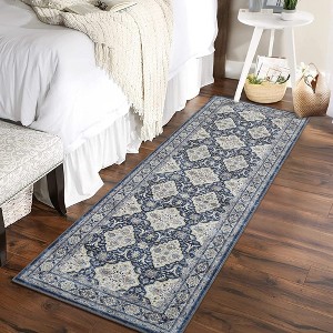 Washable Rugs for Living Room Boho Vintage Area Rug Floral Print Rug - 1 of 4