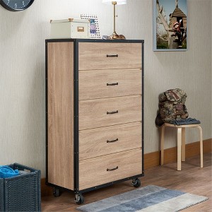 NicBex Retro 5-Drawer Dresser,Single Dressers with Metal Handles,Chest of Drawefor Bedroom,Living Room,Hallway,Bedroom Furniture - 1 of 4