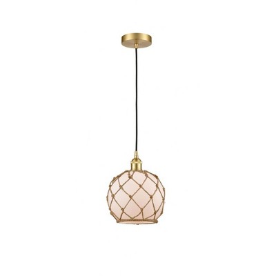 Farmhouse Rope - 1 Light Cord Hung Mini Pendant In Industrial Style-10.75 Inches Tall and 8 Inches Wide