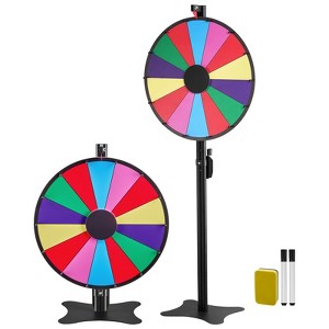 VEVOR 24 in Spinning Prize Wheel, 14 Slots Spinning Wheel, Adjustable Height Win Fortune Roulette with a Dry Erase and 2 Markers, Multicolored - 1 of 4