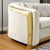 106" L-Shaped Chesterfield Sectional Sofa with Gold Stainless Steel Accents, Velvet Button Tufted Design & 5 Pillows for Luxury Living Room - 4 of 4