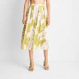 Women's Floral Print Pleated Midi Skirt - Future Collective™ with Alani Noelle Green/Cream