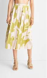 Women's Floral Print Pleated Midi Skirt - Future Collective™ with Alani Noelle Green/Cream