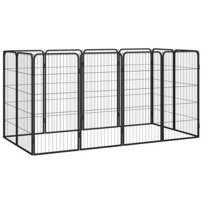 VidaXL 12-Panel Dog Playpen Black 19.7 in.x39.4 in. Powder-coated Steel