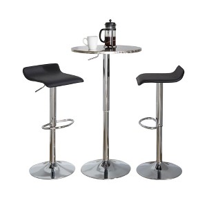 3-Piece Bar Height Dining Set with Adjustable Table and 2 Upholstered Stools - 1 of 4