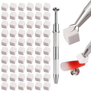 100Pcs Soft Nail Sponges for Ombre, Nail Art Sponges With Grabbing Pen, Aura Nails, Ombre Nail Brush - 1 of 4