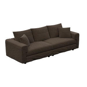 TiramisuBest 82.7" Plush Corduroy 3-Seat Sofa, Modern Deep Seat Cloud Couch with Soft Pillows, Convertible Lounge for Living Room,Beige - 1 of 4